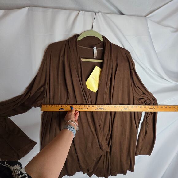 Natori 2X by Cruz wear NWT Brown open cardigan soft flowy Fall Office minimalist - Picture 3 of 15